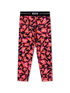 Msgm Kids Logo-Waistband Butterfly-Printed Stretched Leggings