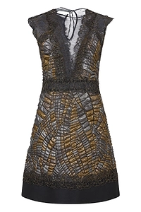 Moschino V-Neck Lace-Trim Midi Dress