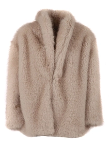 Msgm Kids Long Sleeved Faux Fur Jacket