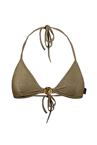 Moschino X Smiley Logo Plaque Halterneck Bikini Top