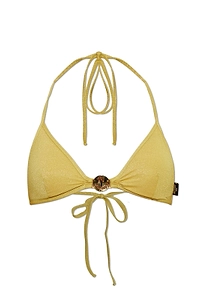 Moschino X Smiley Logo Plaque Halterneck Bikini Top