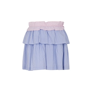 Msgm Kids Ruffled Striped Poplin Skirt