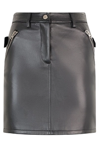 Moschino Zip-Pocket Mini Leather Skirt