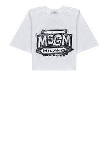 Msgm Kids Sketch Logo Boxy T-Shirt