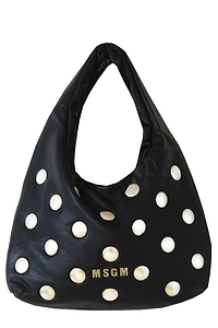 Msgm Kids Studded Logo Lettering Tote Bag
