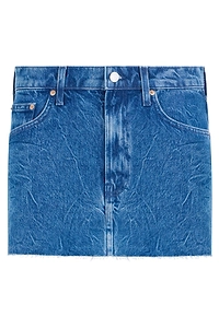 Frayed-Hem Denim Mini Skirt