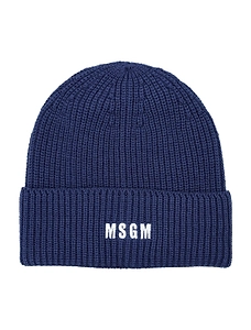 Msgm Logo Embroidered Knitted Beanie