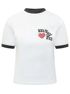 Msgm Logo Heart Trim T-Shirt