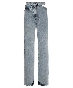 Msgm Logo Patch Cut-Out Detailed Jeans
