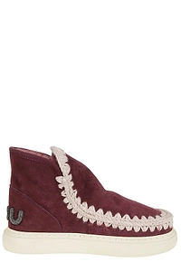 Mou Eskimo Whipstitch-Trim Round-Toe Ankle Boots