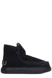 Mou Eskimo Whipstitch-Trim Round-Toe Ankle Boots