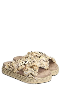 Mou Logo Lettering Criss-Cross Sandals