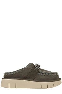 Mou Logo-Lettering Round-Toe Slippers