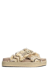 Mou Logo Lettering Criss-Cross Sandals