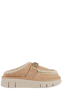 Mou Logo-Lettering Round-Toe Slippers