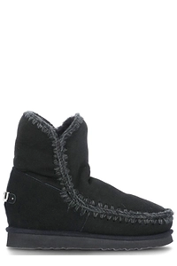 Mou Logo Plaque Stitch-Trim Wedge Boots