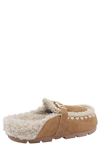 Mou Logo Trim Shearling Mules