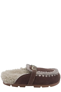 Mou Shearling Trim Logo Mules