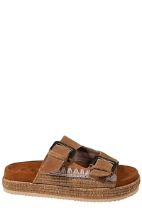 Mou Stitch Detail Two-Buckle Flat Sandals