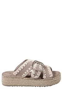 Mou Whipstitch Jute Platform Flat Sandals