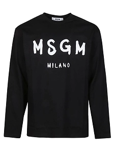 Msgm Logo Printed Long-Sleeved T-Shirt