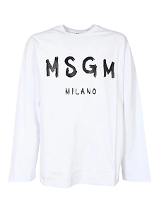 Msgm Logo Printed Long-Sleeved T-Shirt