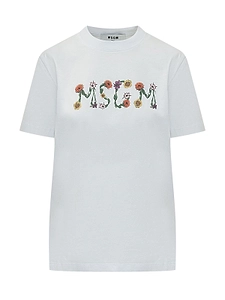 Msgm Logo Printed Crewneck T-Shirt