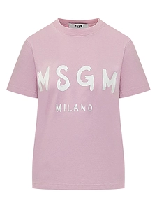 Msgm Logo Printed Crewneck T-Shirt