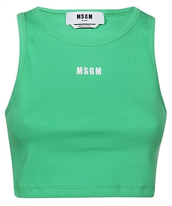 Msgm Logo Printed Cropped Top