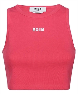 Msgm Logo Printed Cropped Top
