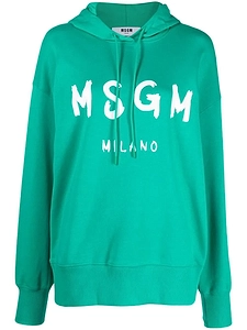 Msgm Logo Printed Drawstring Hoodie
