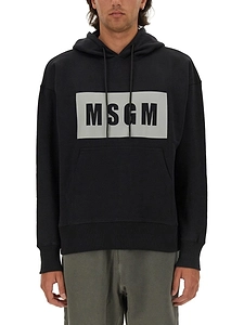 Msgm Logo Printed Drawstring Hoodie
