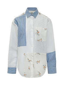 Msgm Long-Sleeved Curved Hem Shirt