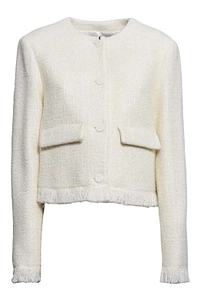Msgm Long-Sleeved Fringed Edge Jacket