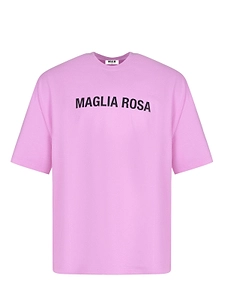 Msgm Maglia Rosa Crewneck Oversize T-Shirt