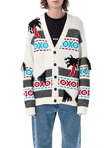 Msgm Patterned Intarsia Button-Up Cardigan