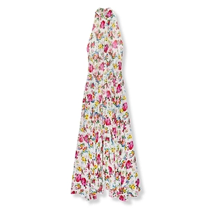 Msgm Pleated Floral Halterneck Dress