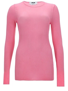 Msgm Ribbed Long-Sleeve Knitted Top