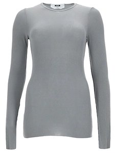 Msgm Ribbed Long-Sleeve Knitted Top