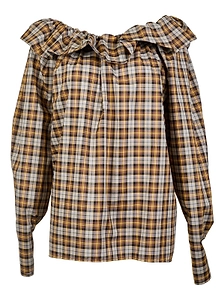Msgm Ruffled Checked Top