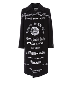 Msgm Slogan-Printed Double-Breasted Coat