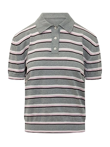 Msgm Striped Polo Knitted Top