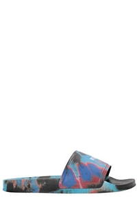Msgm Tie-Dyed Logo-Printed Open Toe Sliders