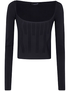 Mugler Boning Detailed Square Neck Jumper
