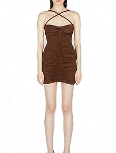 Mugler Cut-Out Ruched Party Mini Dress
