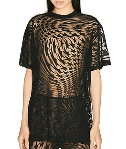 Mugler Flocked-Printed Crewneck T-Shirt