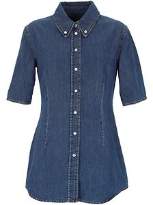 Mugler Denim Fitted Short-Sleeved Shirt
