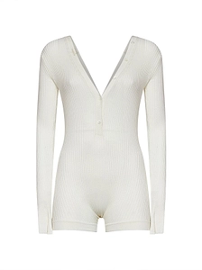 Mugler Long-Sleeved V-Neck Knitted Jumpsuit