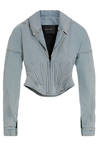 Mugler Sculpted Cropped Denim Jacket