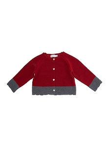 Nanan Contrast Trim Round-Neck Cardigan